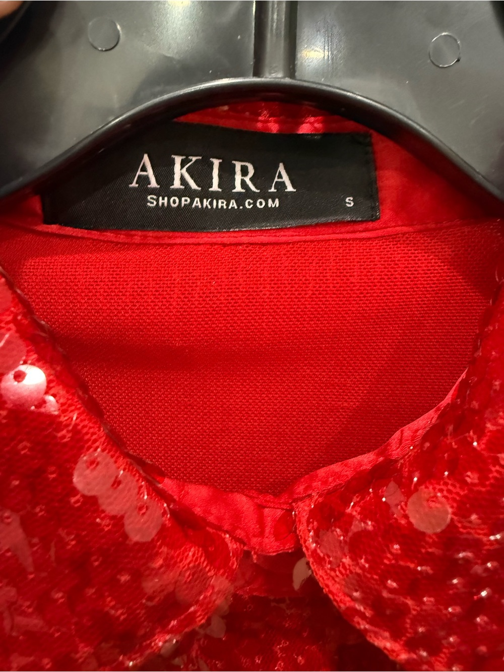 AKIRA Red Sequin Button Up - Picture 3 of 3